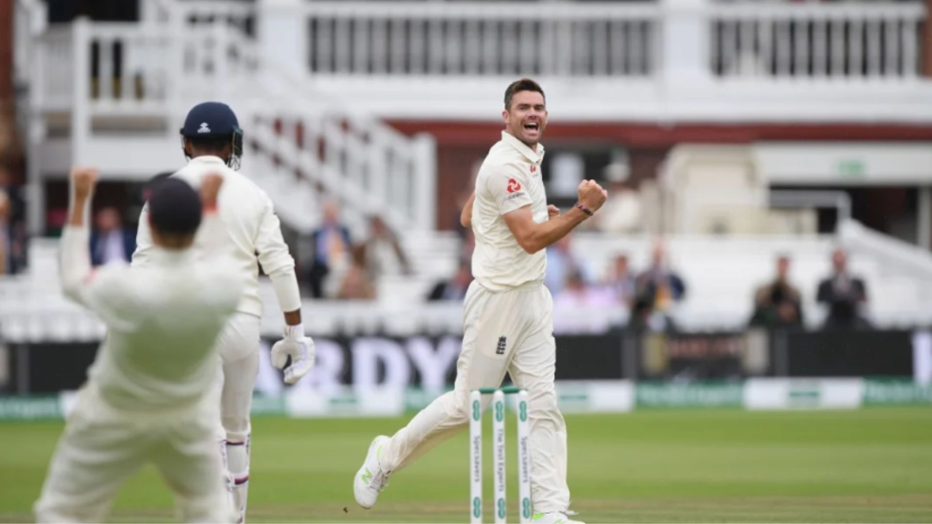 James Anderson celebrates a wicket during his breathtaking spell.