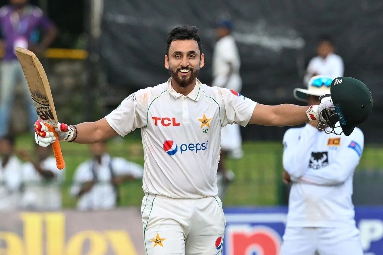 Agha Salman after hitting a century vs SL [Getty Images]