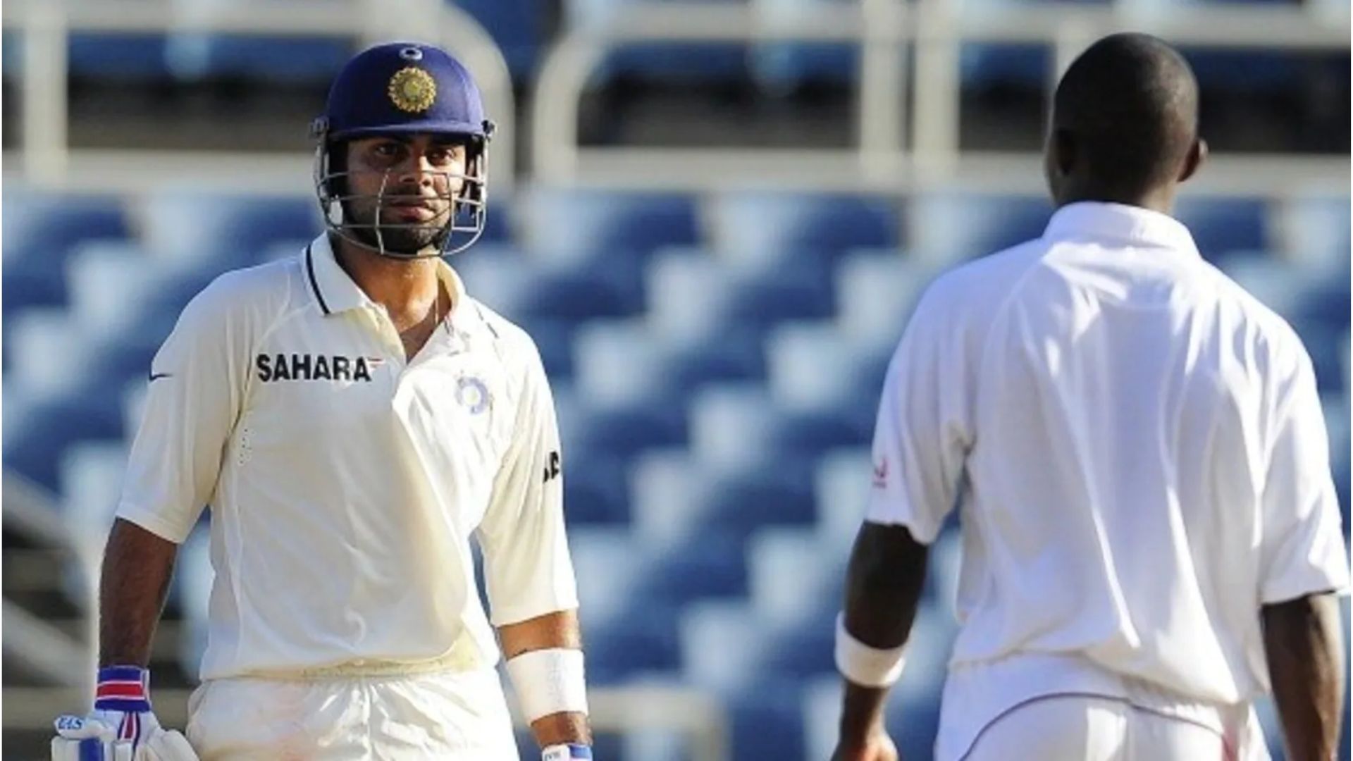 Virat Kohli (L) &amp; Fidel Edwards had a face-off back in 2011 (P.C.:Twitter)