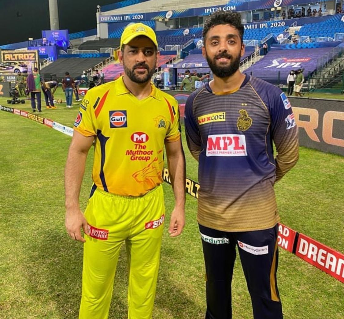 Varun Chakaravarthy dismissed MS Dhoni twice in two matches in IPL 2020 [Credits: Varun/Instagram]