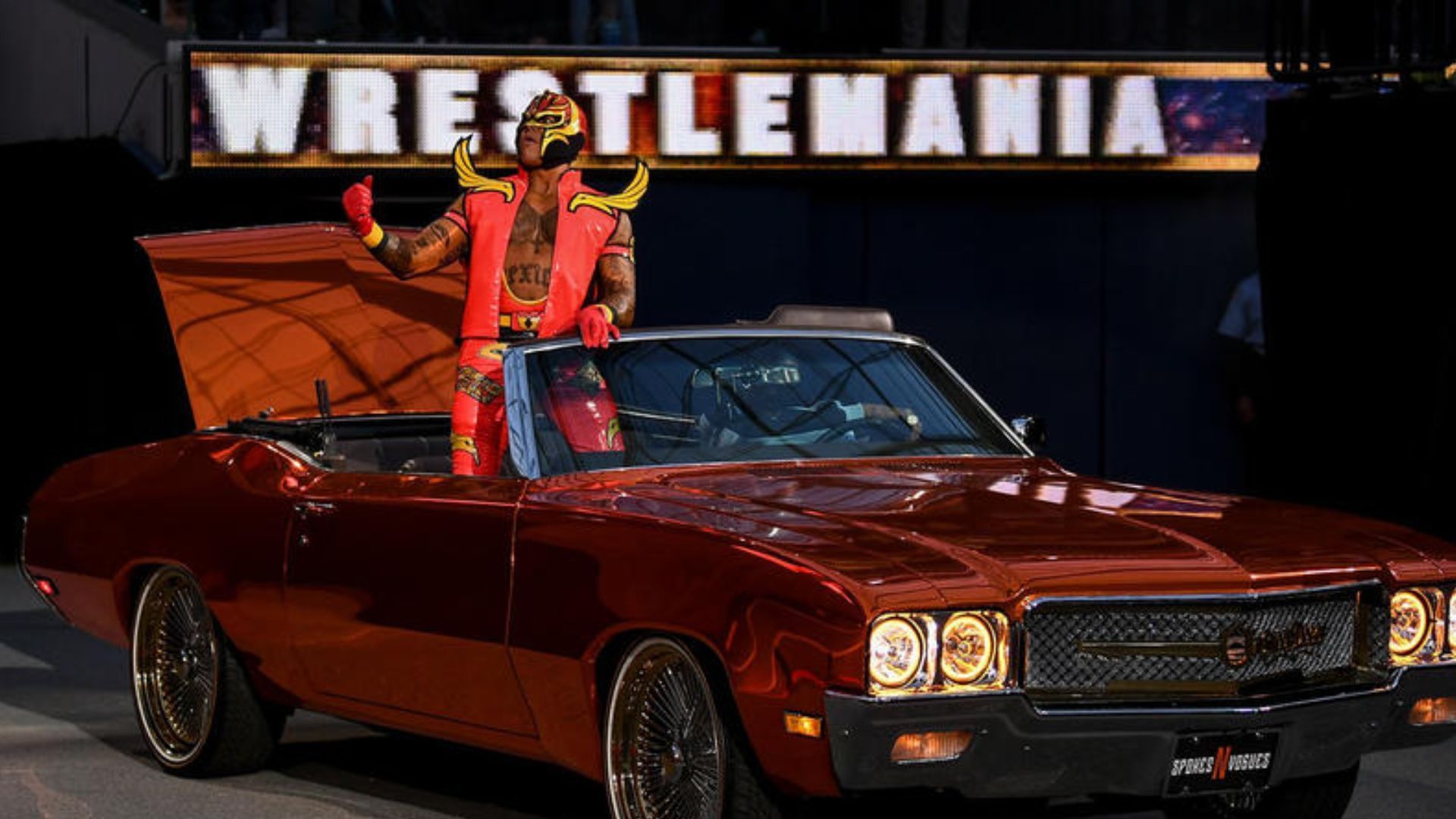 Rey Mysterio during his entrance. Image Credits: wwe.com