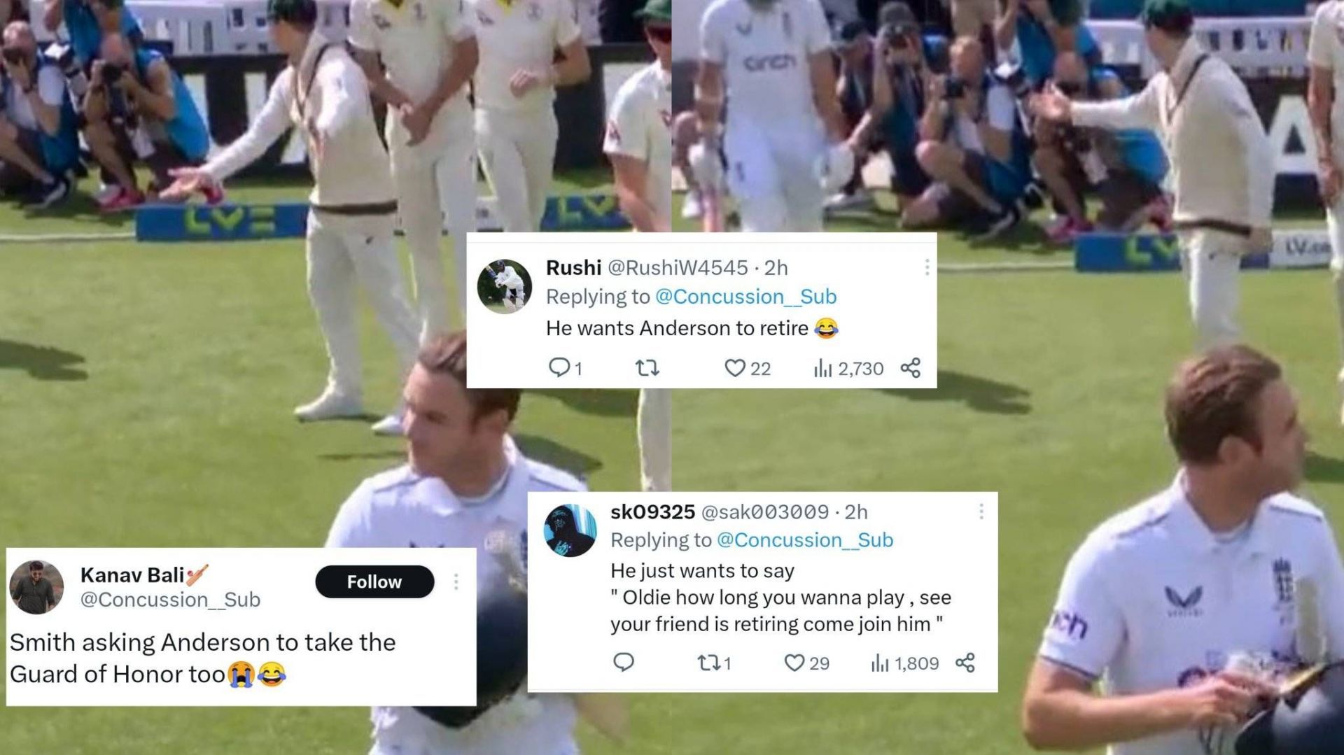 Steve Smith asking James Anderson to take Guard of Honor (Image: Twitter)