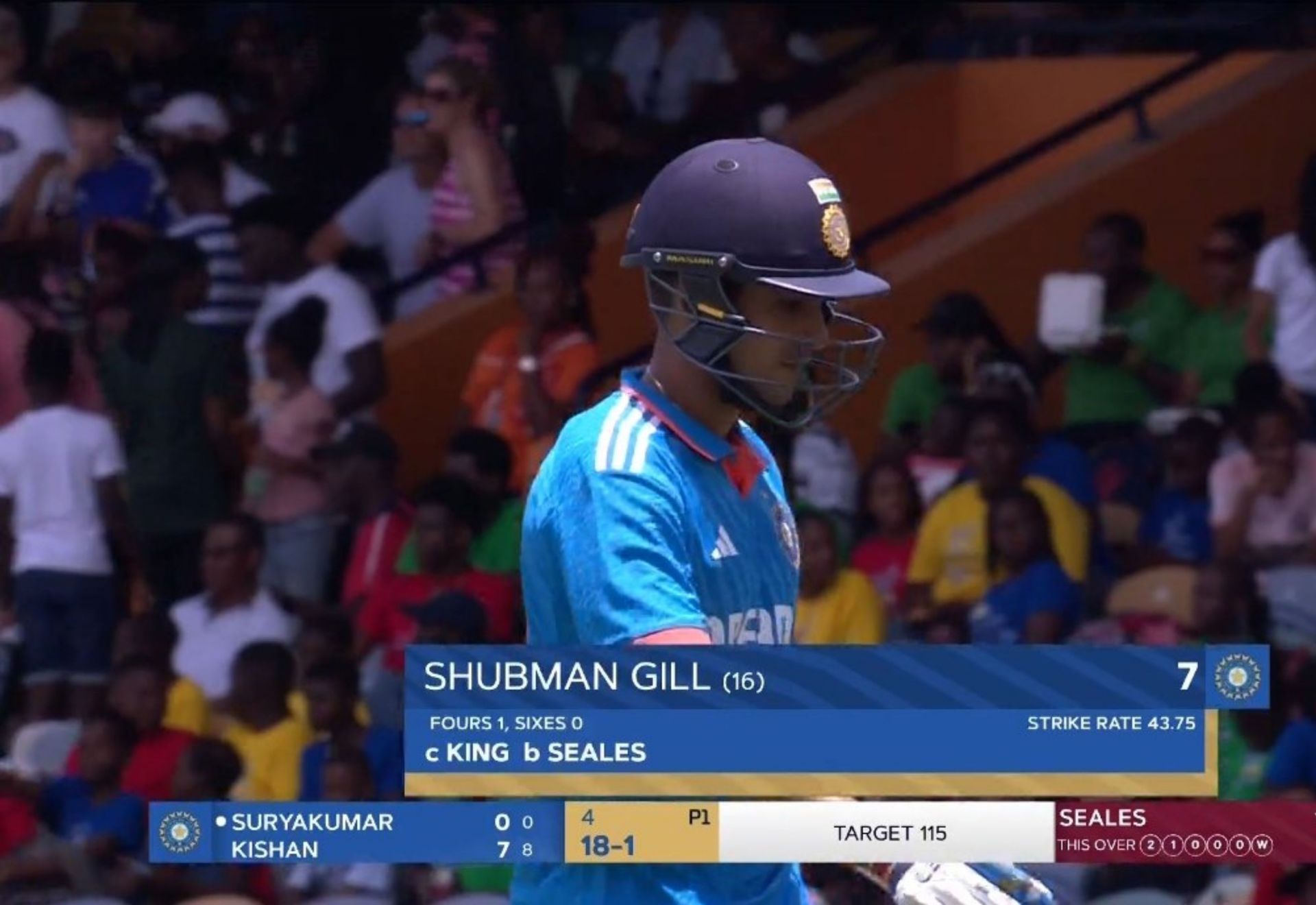 Gill failed with the bat in 1st ODI vs WI. 