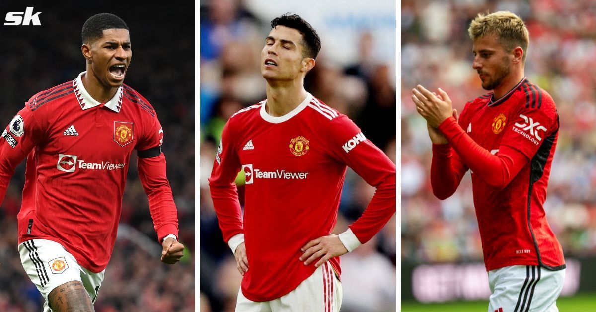 Marcus Rashford (left), Cristiano Ronaldo (center) and Mason Mount (right)