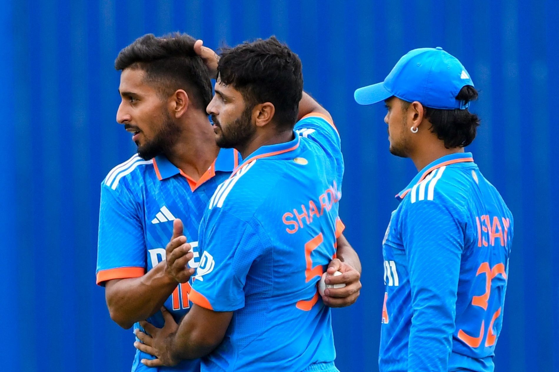 Shardul Thakur celebrates a wicket with his teammates. (Pic: BCCI)
