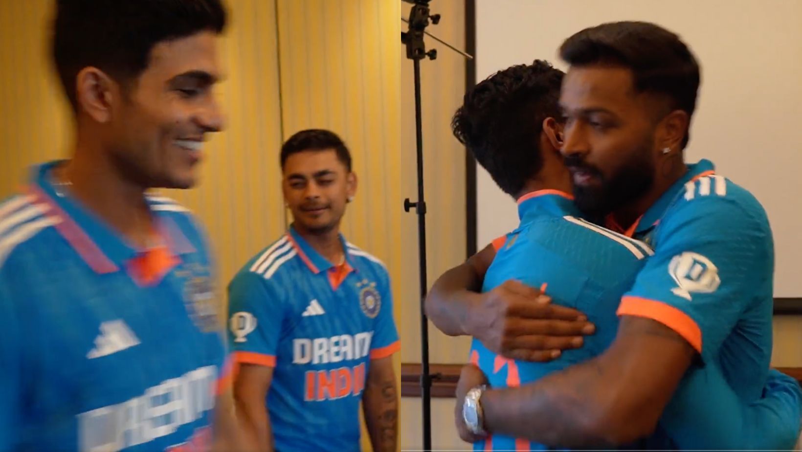 Shubman Gill (L), Ishan Kishan on the left and Hardik Pandya and Ruturaj Gaikwad on the right during India