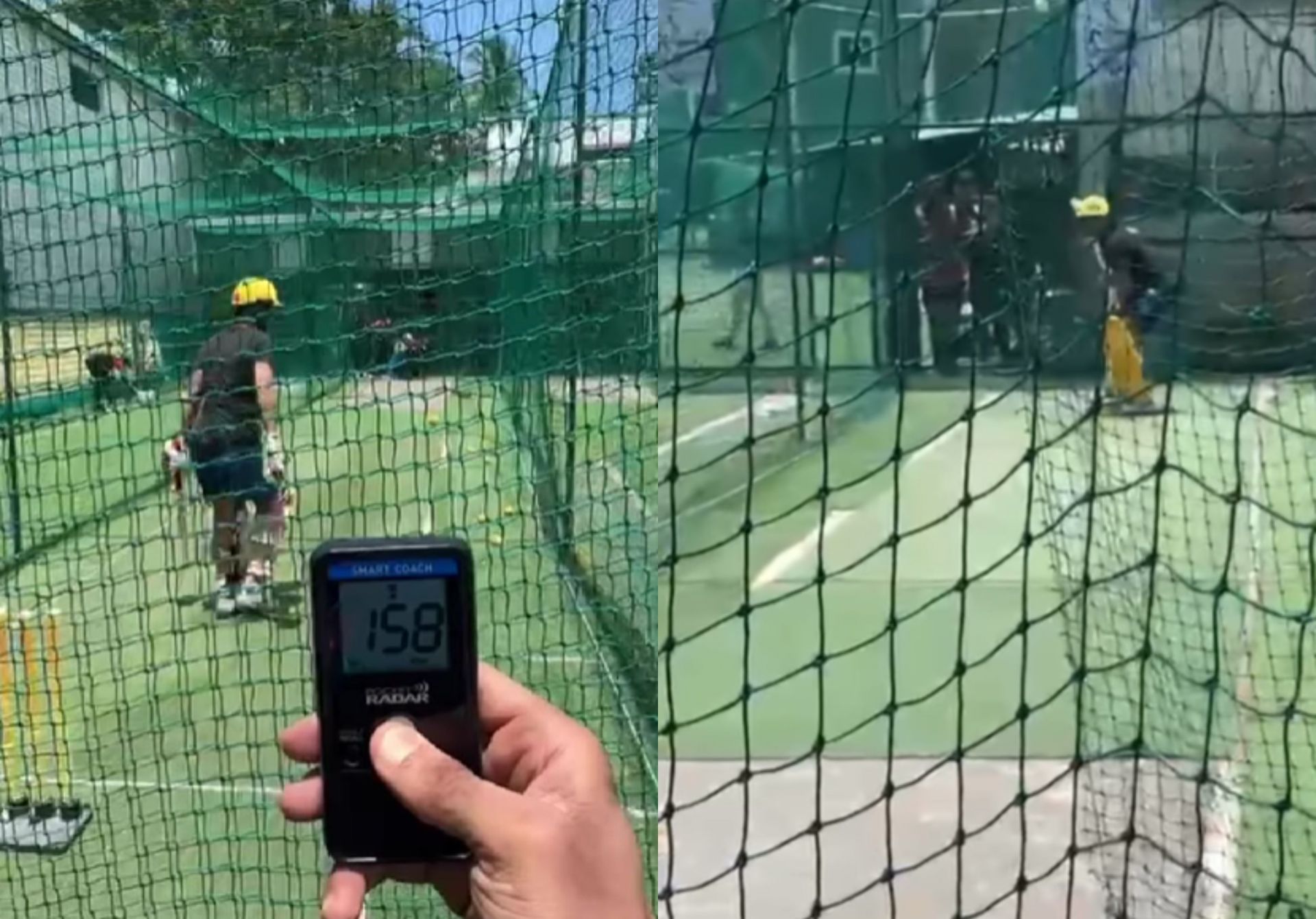 Deepak Chahar practicing in the nets as he looks to make a comeback. 