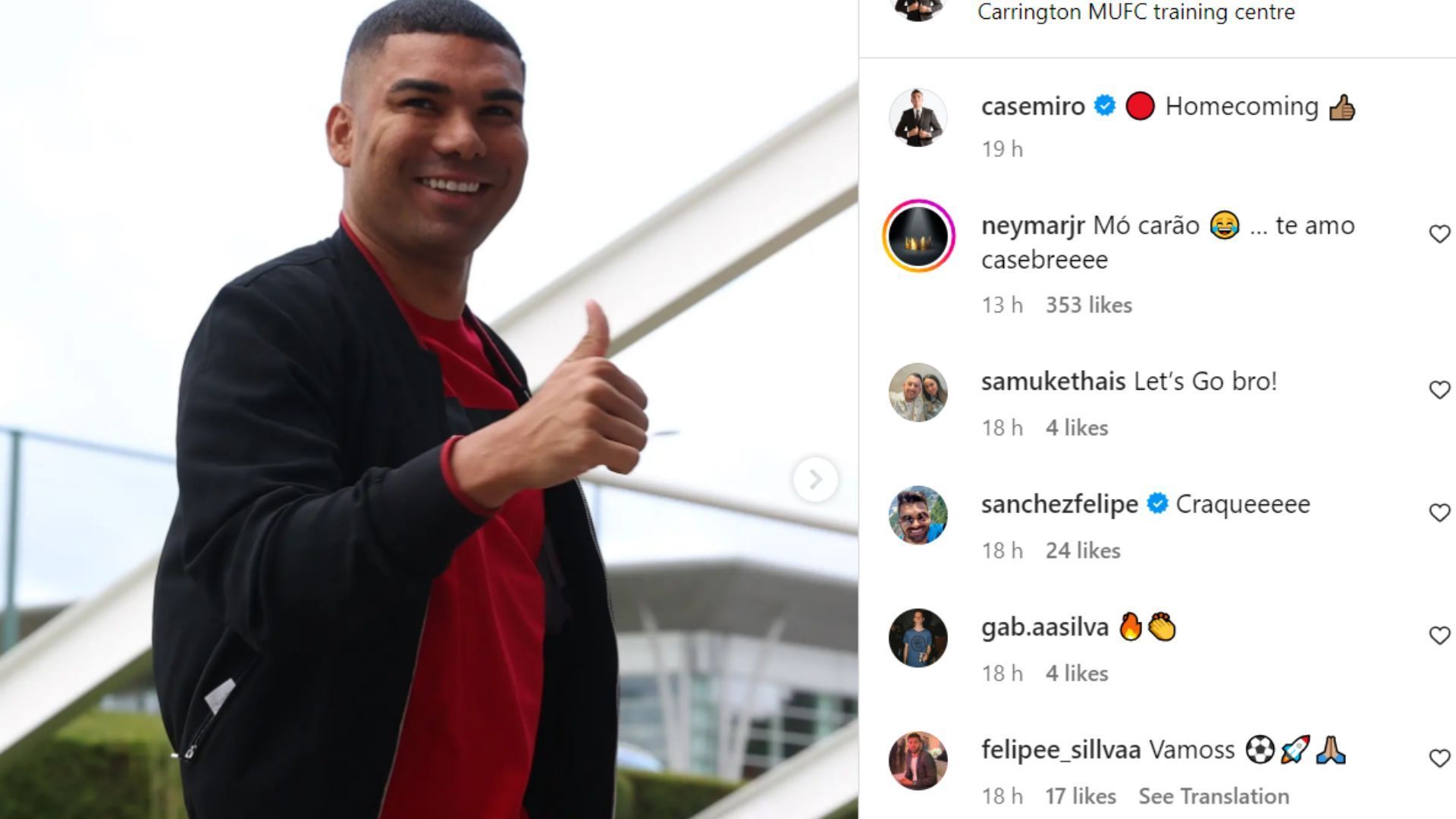 PSG superstar&#039;s comment under Casemiro&#039;s post