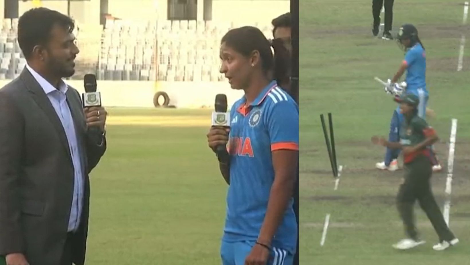 Harmanpreet Kaur had smacked the stumps in anger against the umpiring in the match.