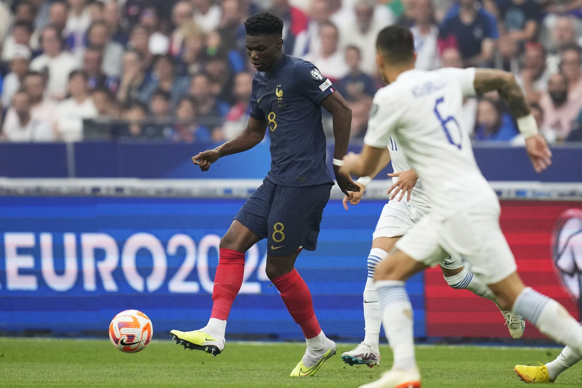 Aurelien Tchouameni (left) could leave the Santiago Bernabeu this summer.