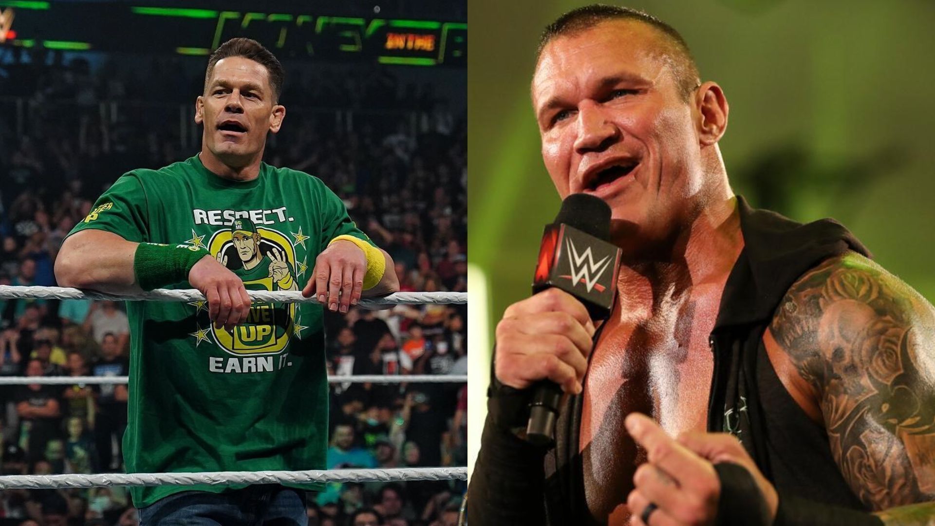 Future WWE Hall of Famers John Cena (left) and Randy Orton (right)