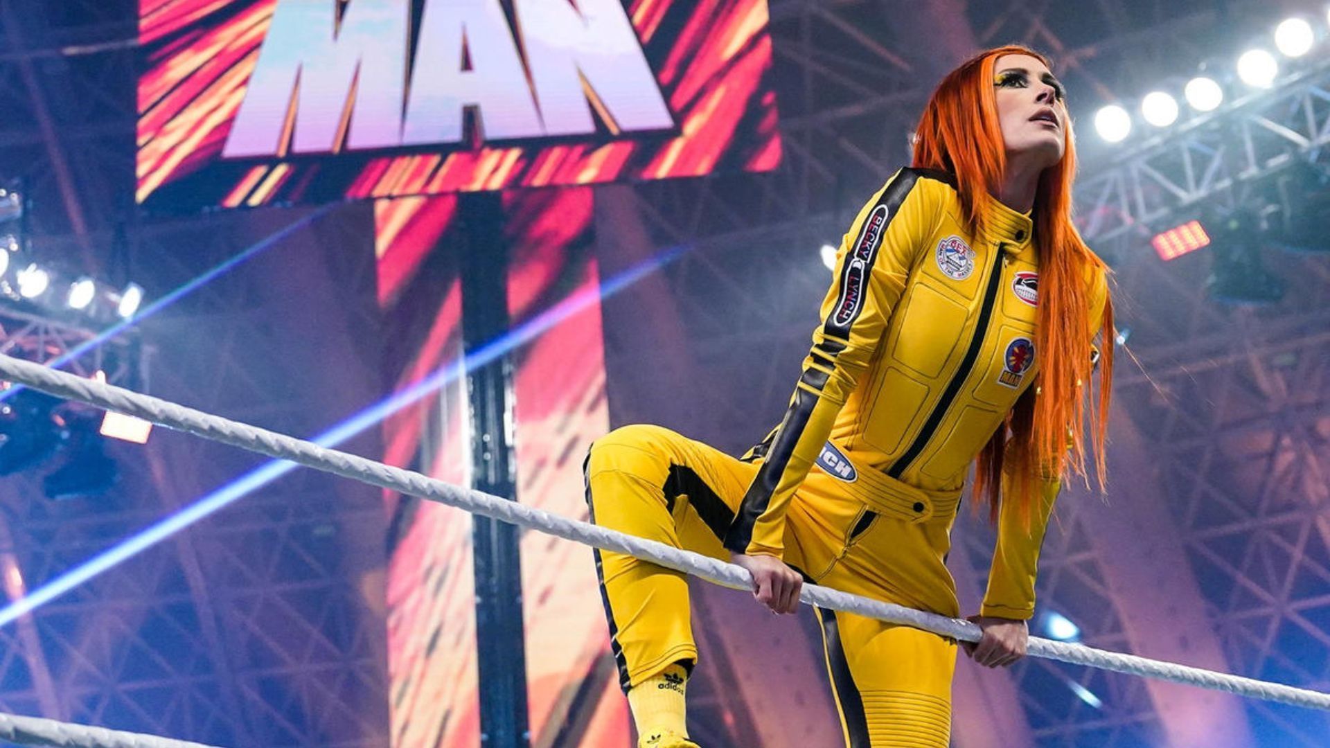 Becky Lynch during her entrance. Image Credits: wwe.com 