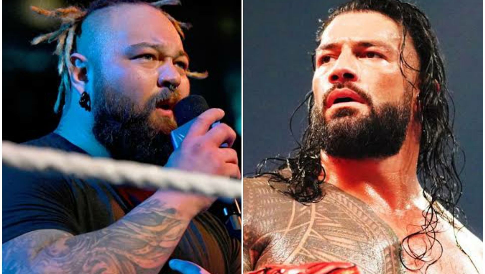 Bray Wyatt (left); Roman Reigns (right)