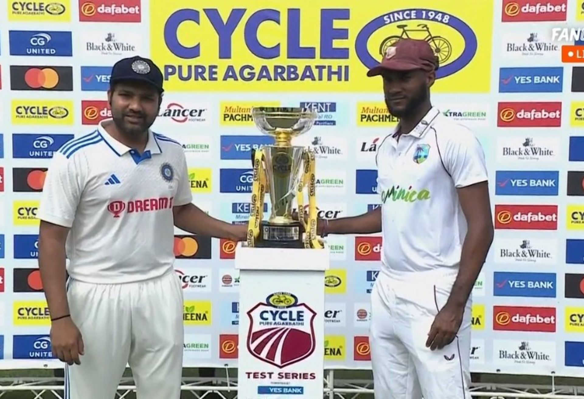 India and West Indies captains with the trophy. 