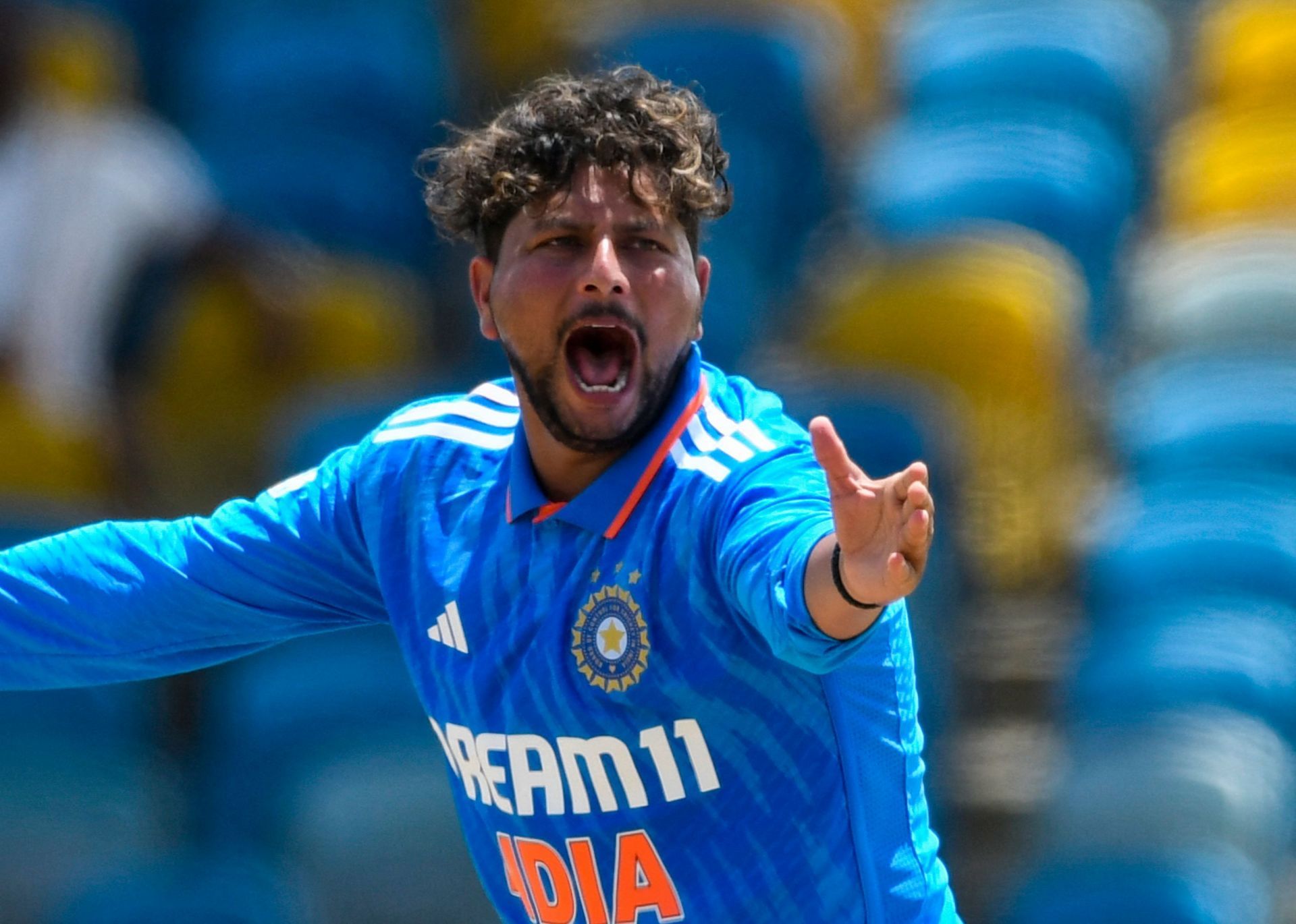 Kuldeep Yadav mesmerized the West Indies lower-order batters with his bag of tricks. [P/C: BCCI]