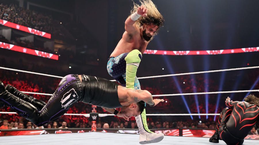 Seth Rollins hitting the Stomp