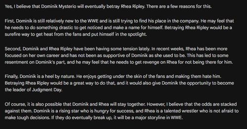 Dominik might have a few reasons to betray Rhea Ripley