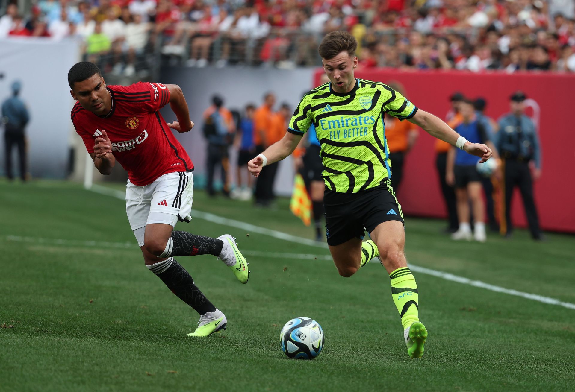 Kieran Tierney (right) is linked with a departure from the Emirates this summer