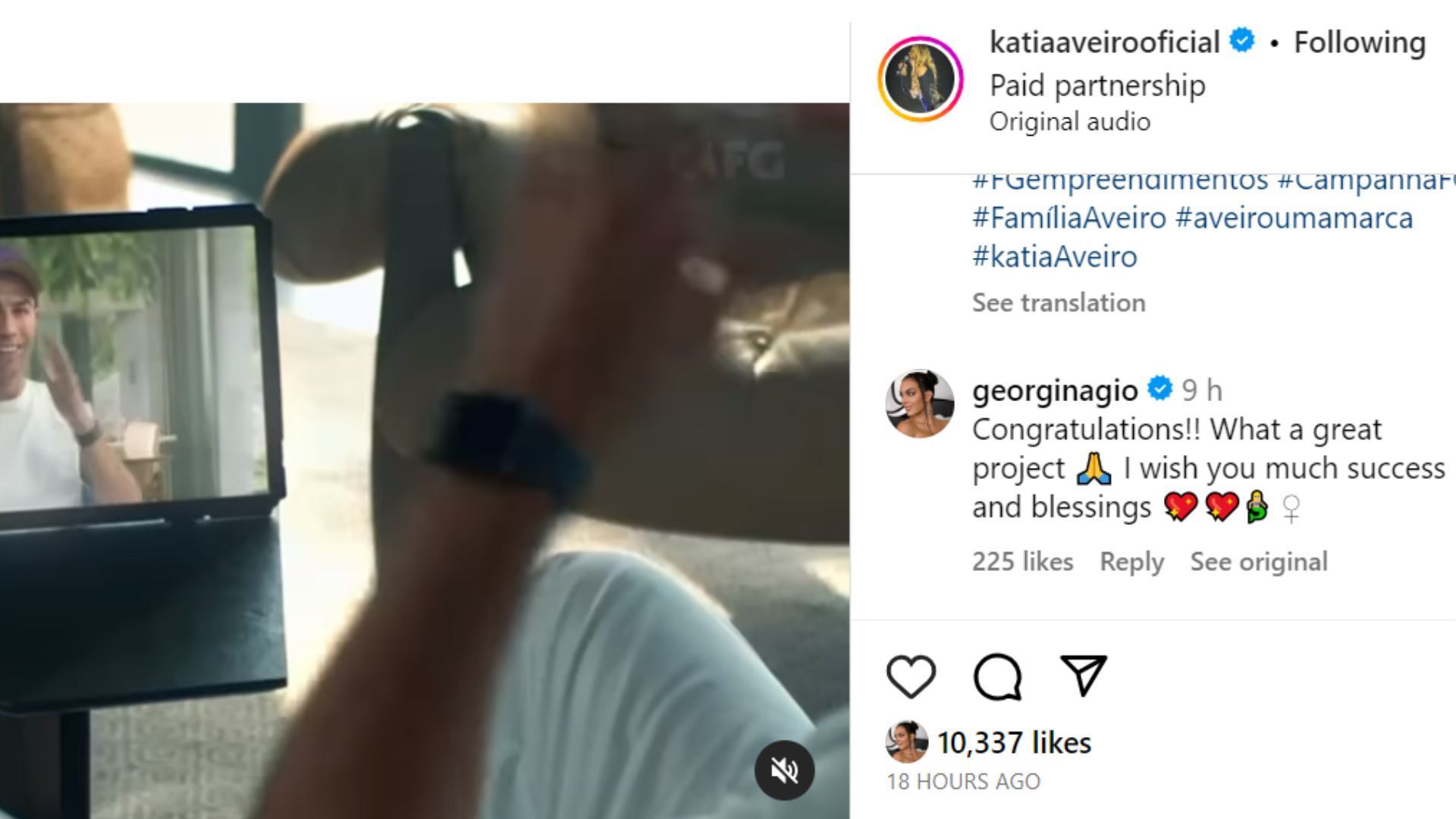 Cristiano Ronaldo&#039;s girlfriend Georgina Rodriguez commented under Katia Aveiro&#039;s post