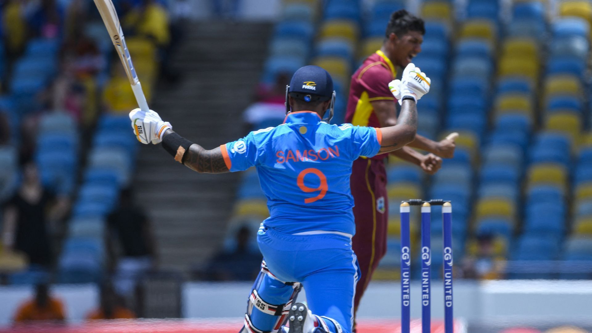 Gudakesh Motie celebrates after dismissing Suryakumar Yadavin 1st ODI (P.C.: Twitter)