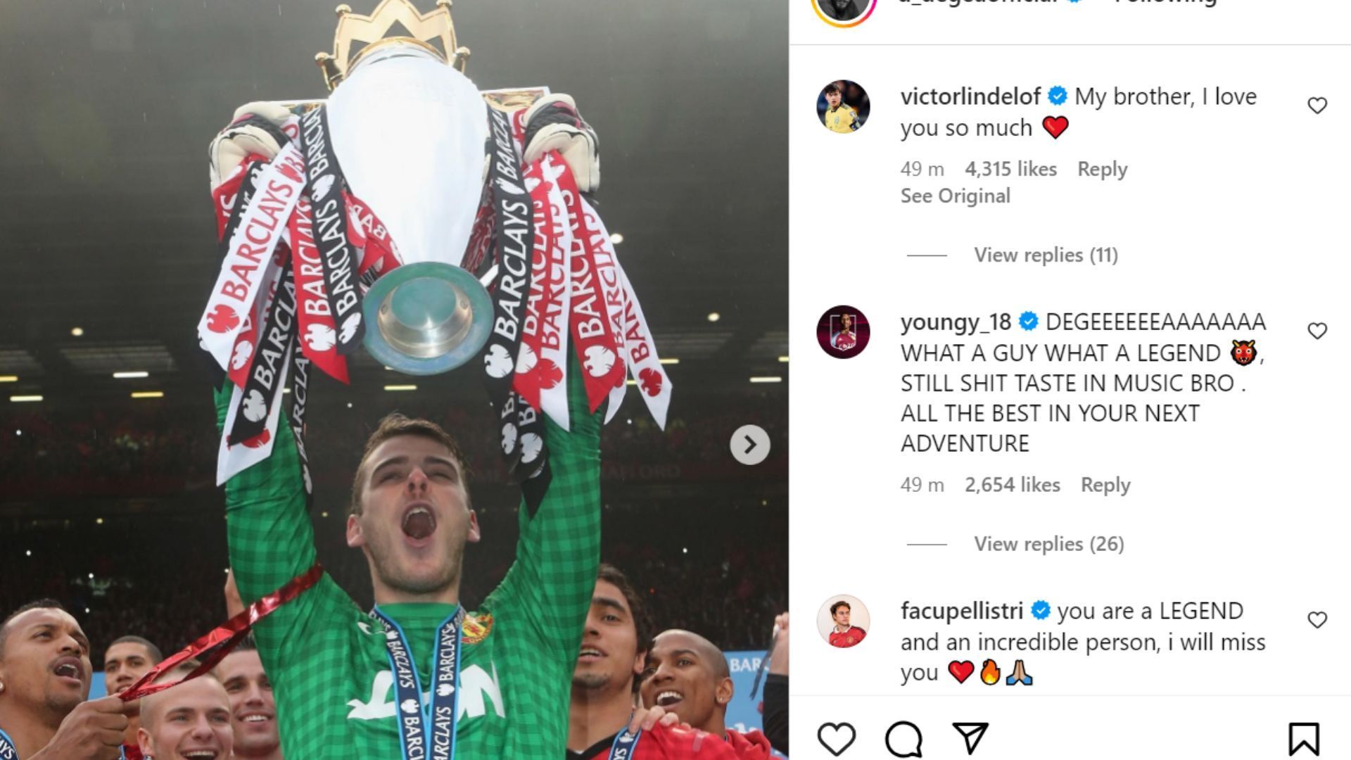 Reactions to David de Gea's emotional goodbye