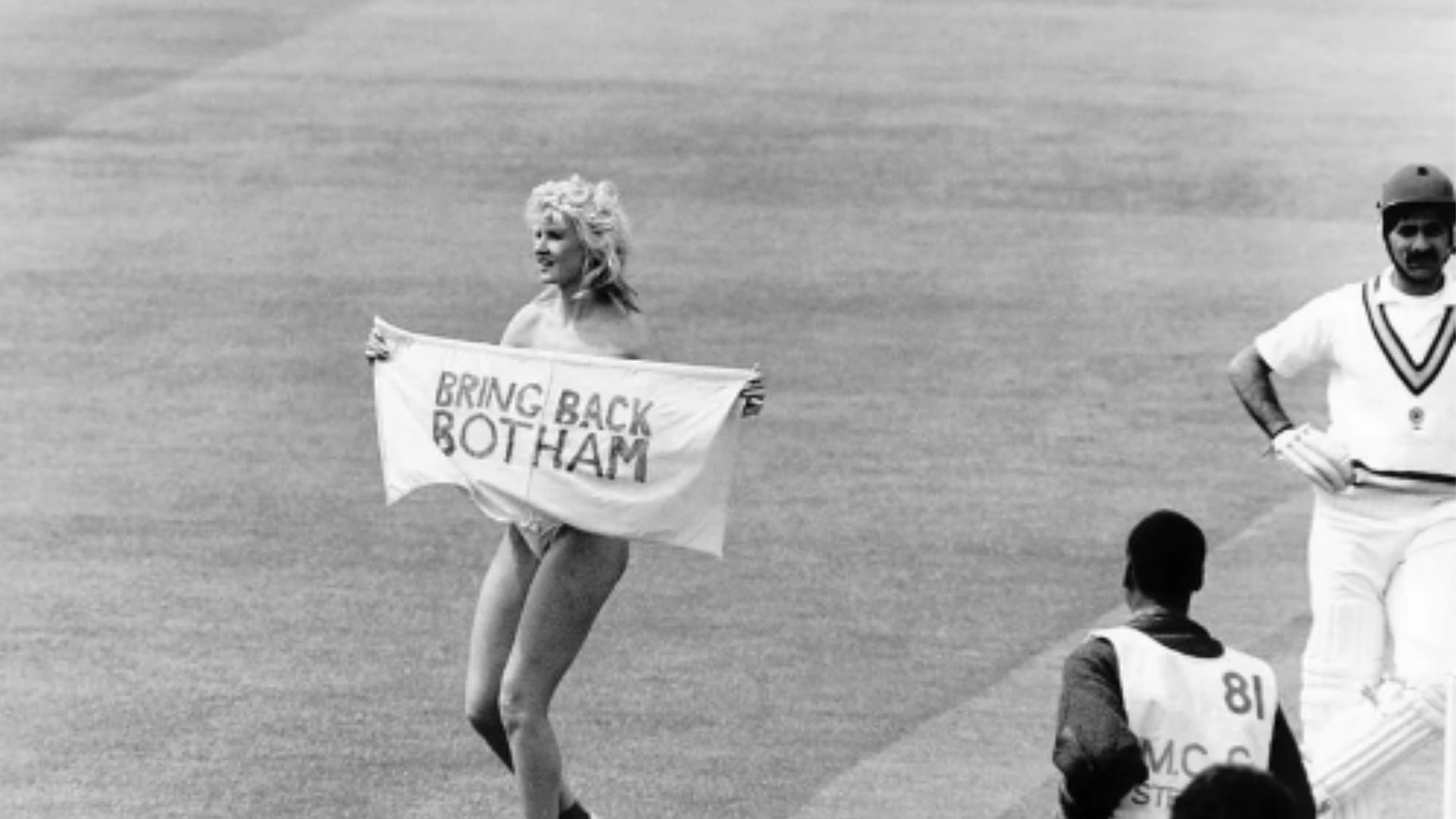 The streaker during a 1986 Test between India and England.