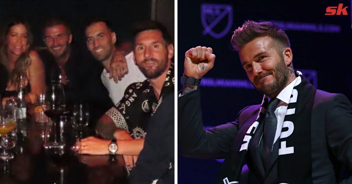David Beckham poses for pictures with Lionel Messi, Antonela Roccuzzo, Sergio Busquets, and others