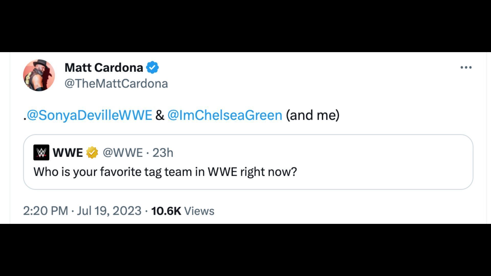 Matt Cardona claims he is a part of the most popular team in the company.