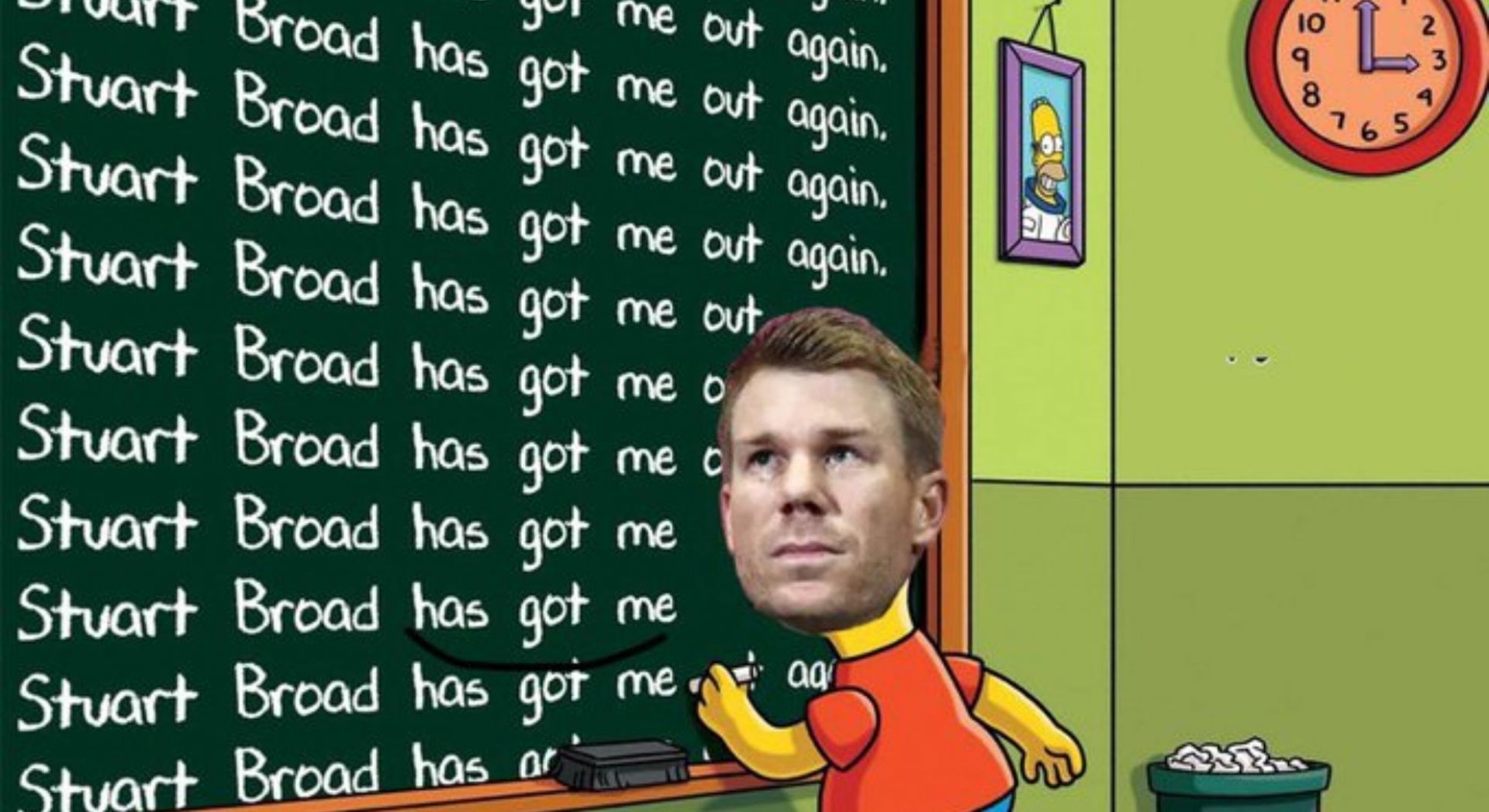 Chris Broad shared viral meme featuring David Warner.