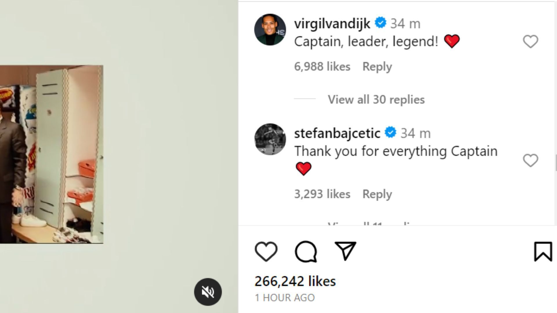 Liverpool stars leave their comments on Henderson&#039;s post.