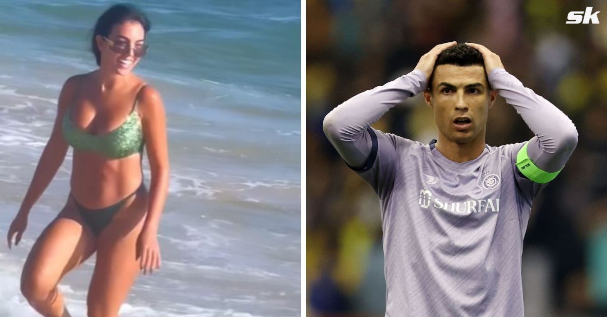 Georgina Rodriguez (L) and Cristiano Ronaldo (R)