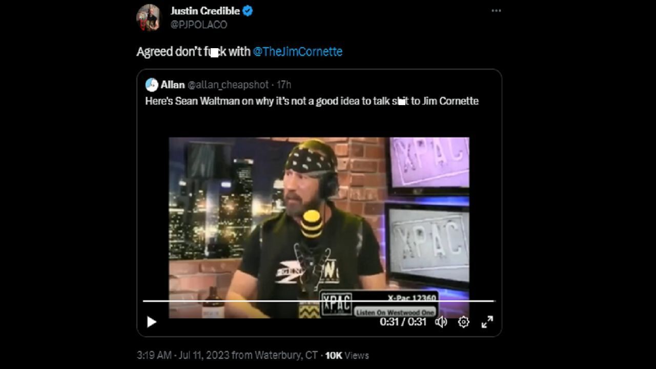 A screengrab of Justin Credible&#039;s reply