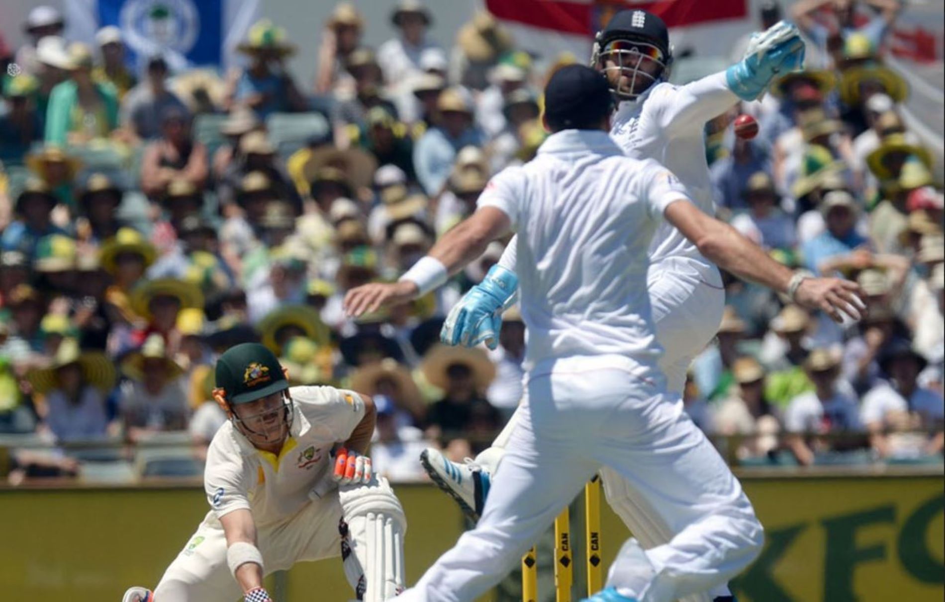 Matt Prior&#039;s missed stumping of David Warner in the second innings at the WACA.