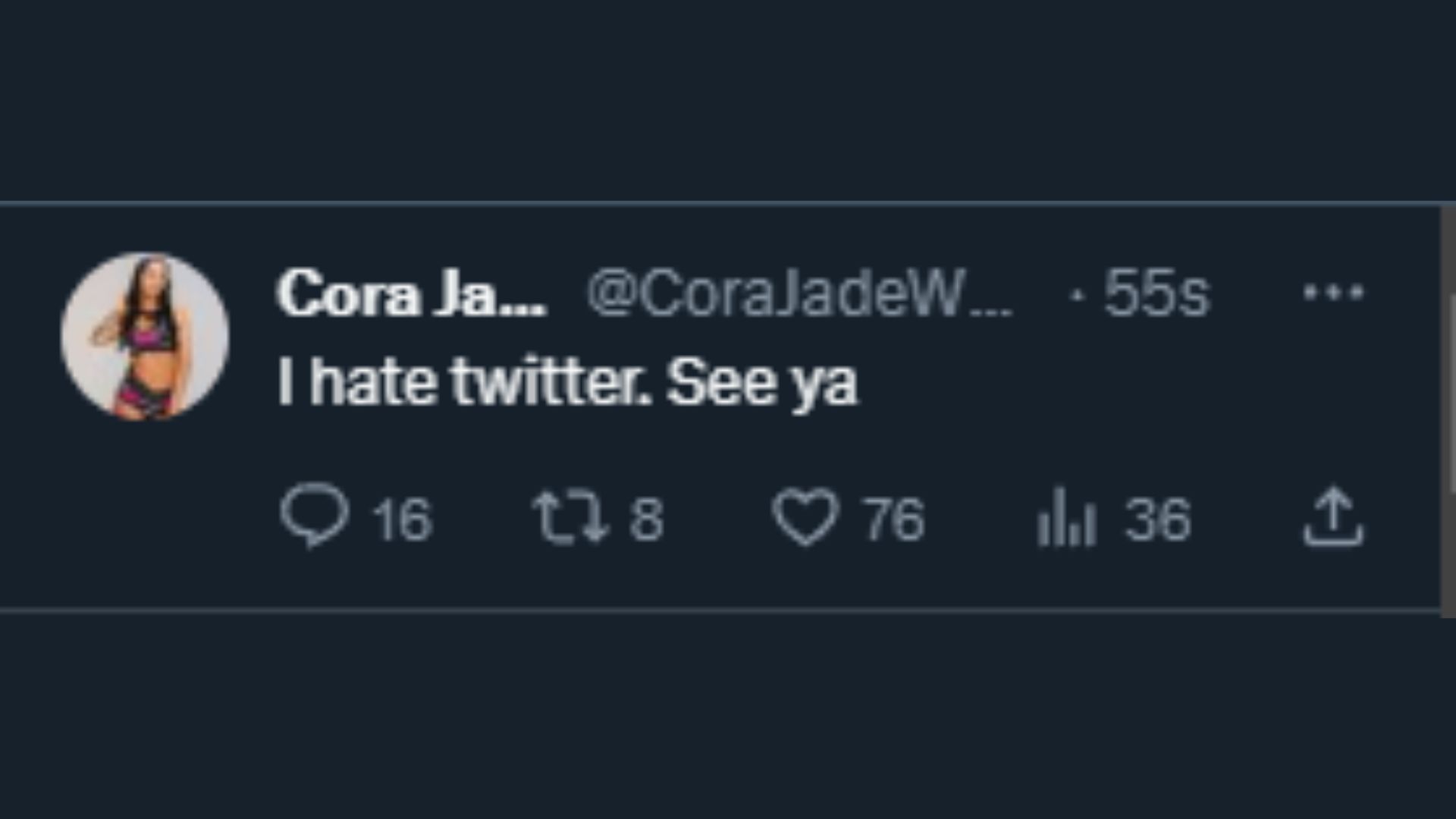 Cora Jade does not appear happy