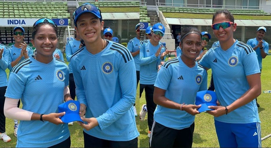 Minnu Mani and Anusha Bareddy made their debuts in the 1st T20I against Bangladesh. [P/C: BCCI Women/Twitter]