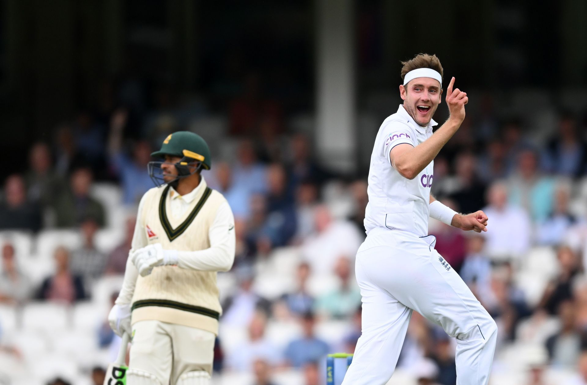 The England pacer celebrates the wicket of Usman Khawaja. (Pic: Getty Images)