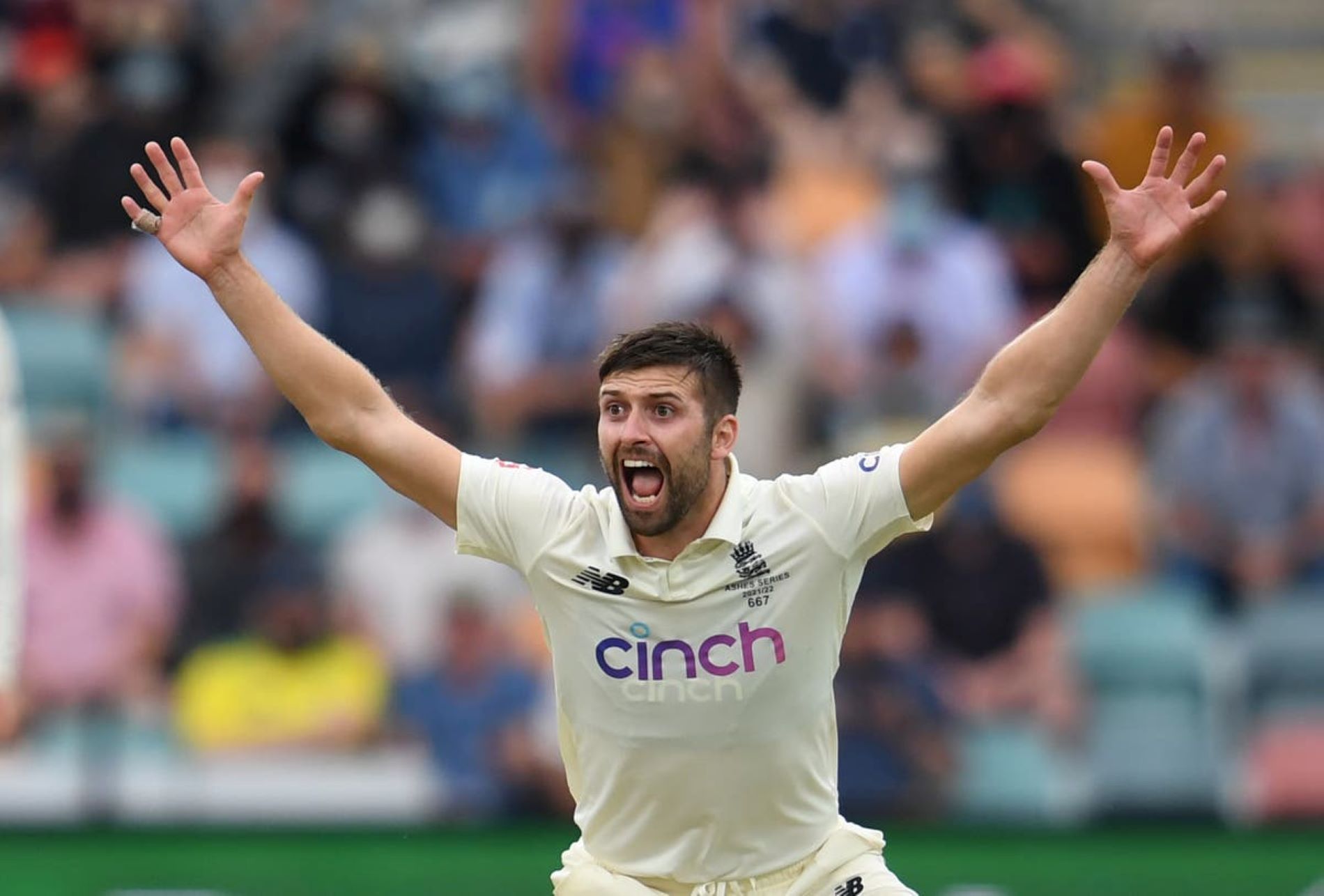 Wood recorded his best Test bowling figures at Hobart.