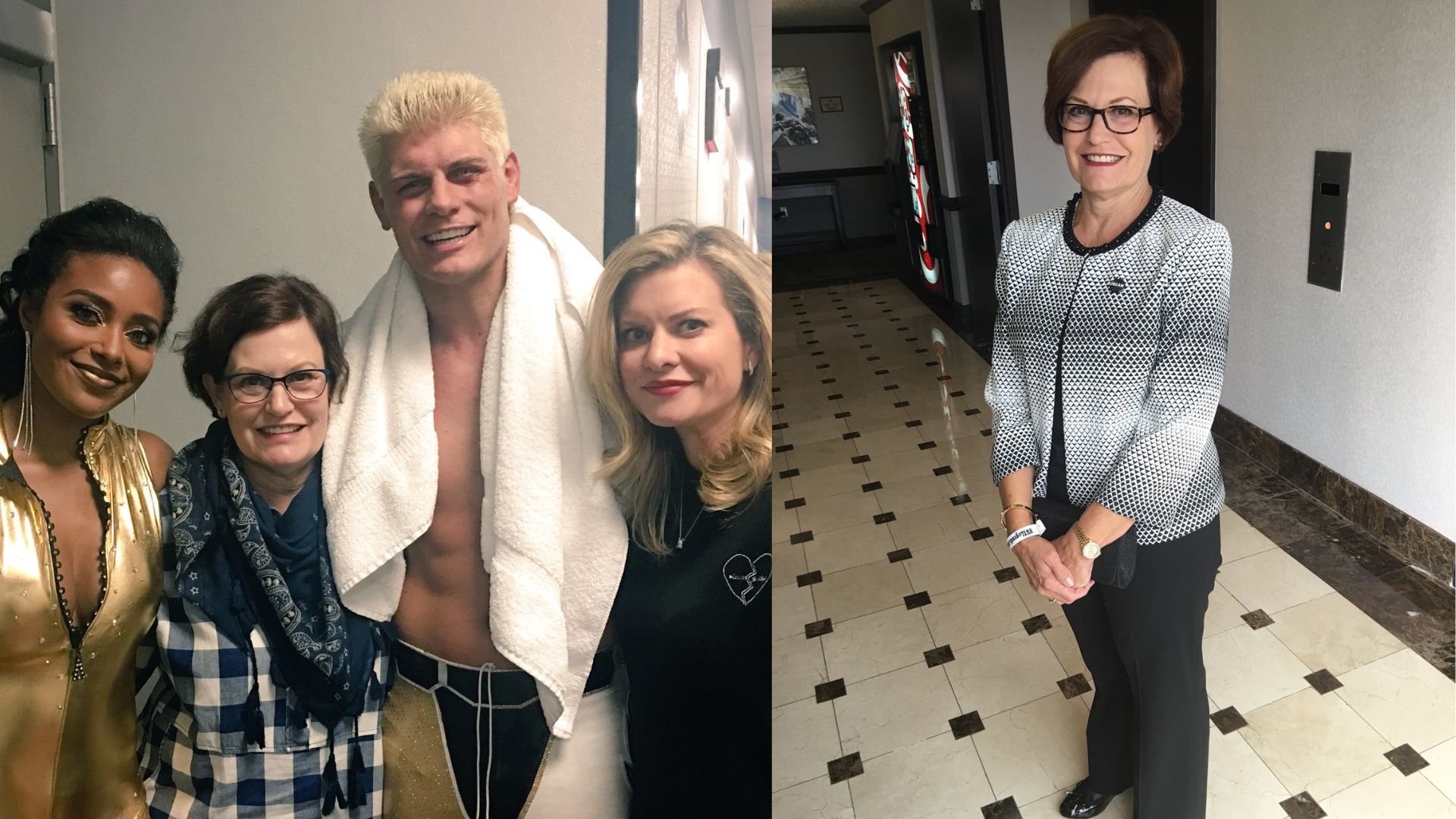 Cody Rhodes with his family(Left), Michelle Rubio(Right). Image Credits: Twitter - @CodyRhodes 