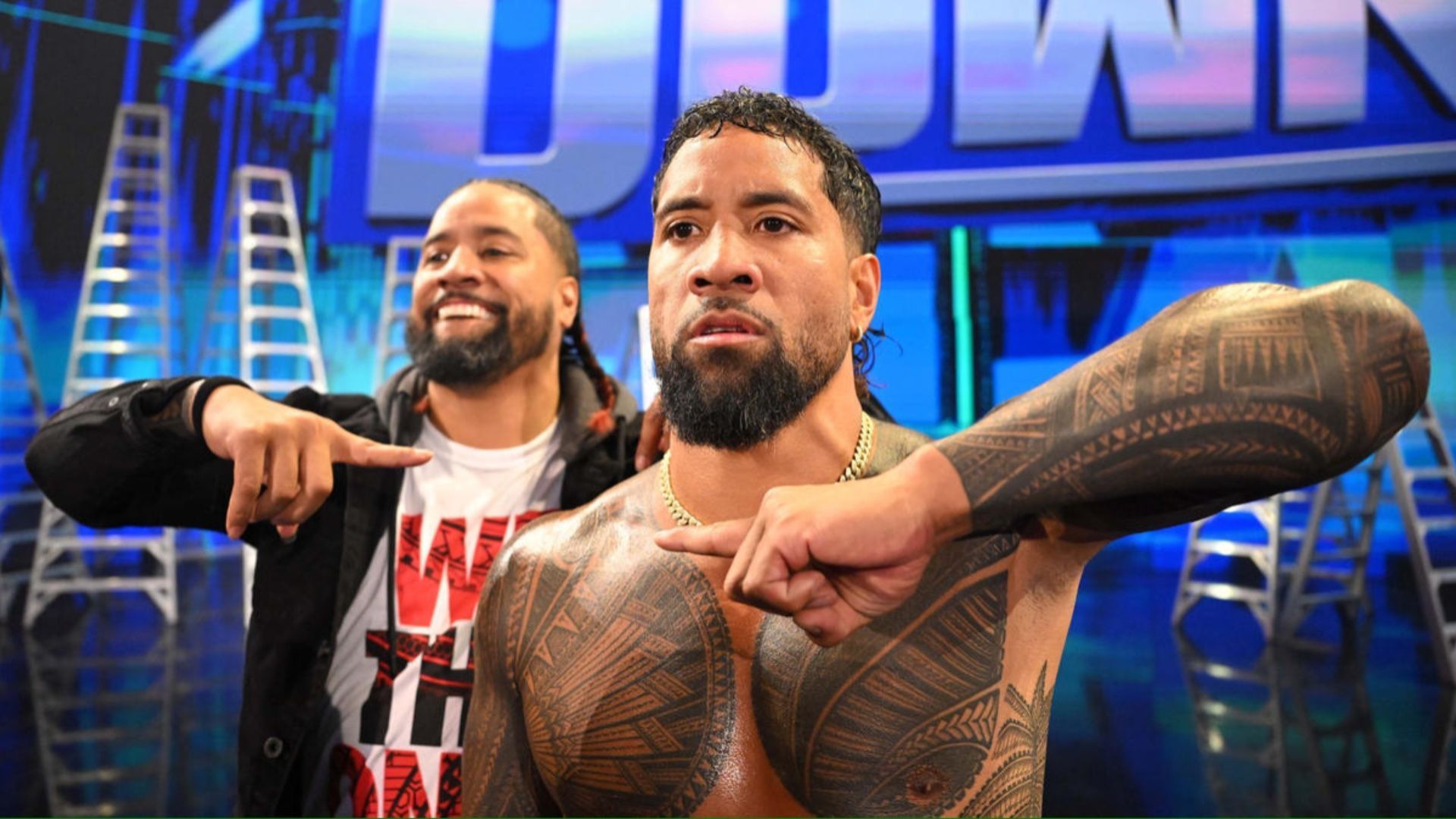 The Usos as seen on an episode of WWE SmackDown.