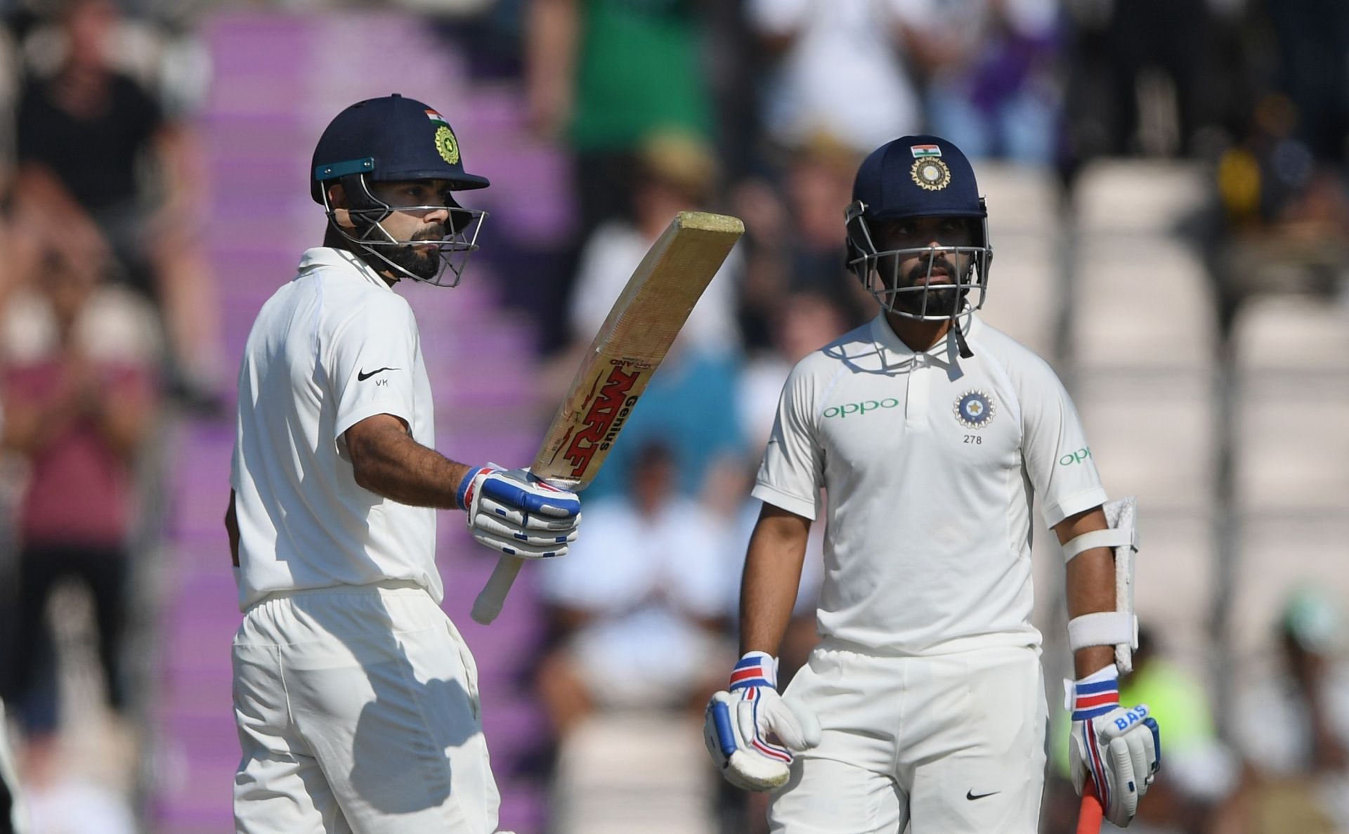 Kohli (L) and Rahane gave India hopes of a famous win in Southampton in 2018 but it wasn&#039;t to be.