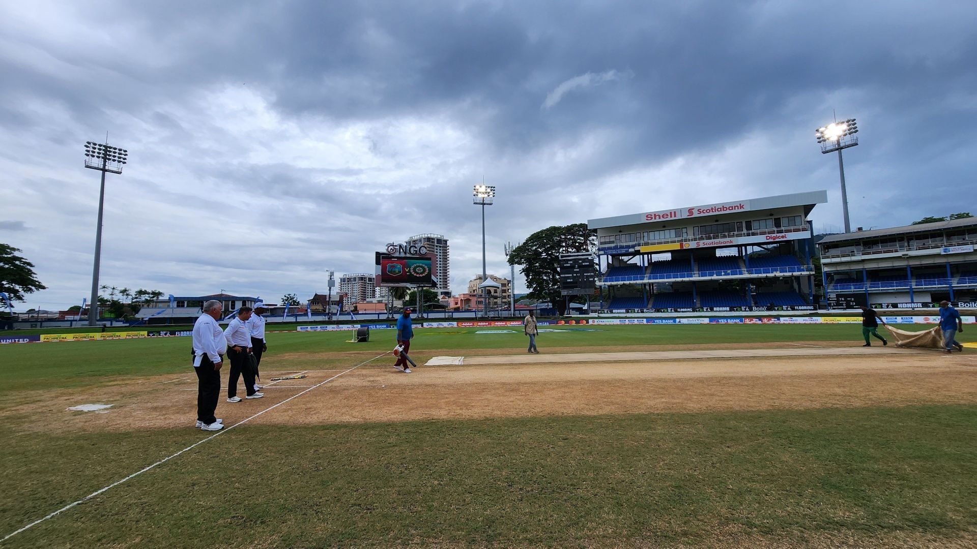 Rain played the spoilsport in 2nd test for India against West Indies. Pic: FanCode 
