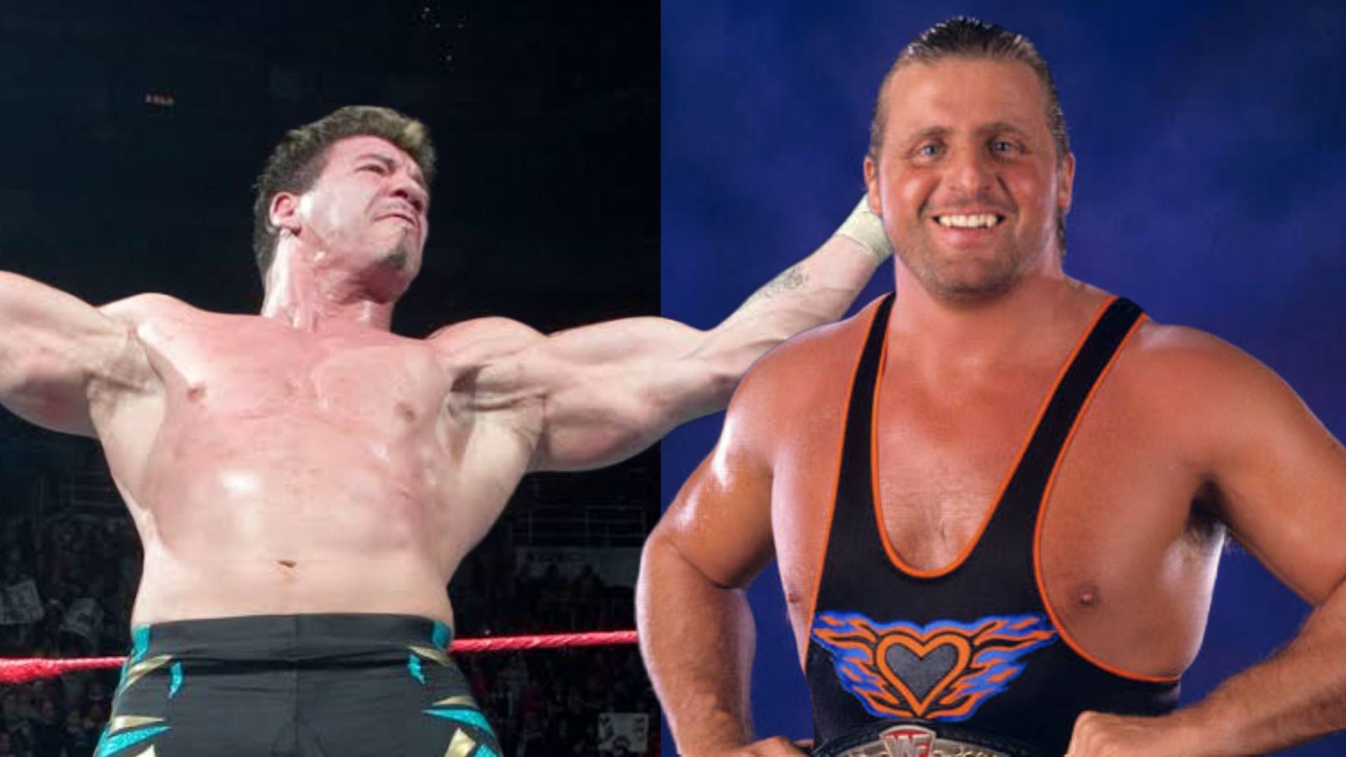 Eddie Guerrero (L); Owen Hart (R).