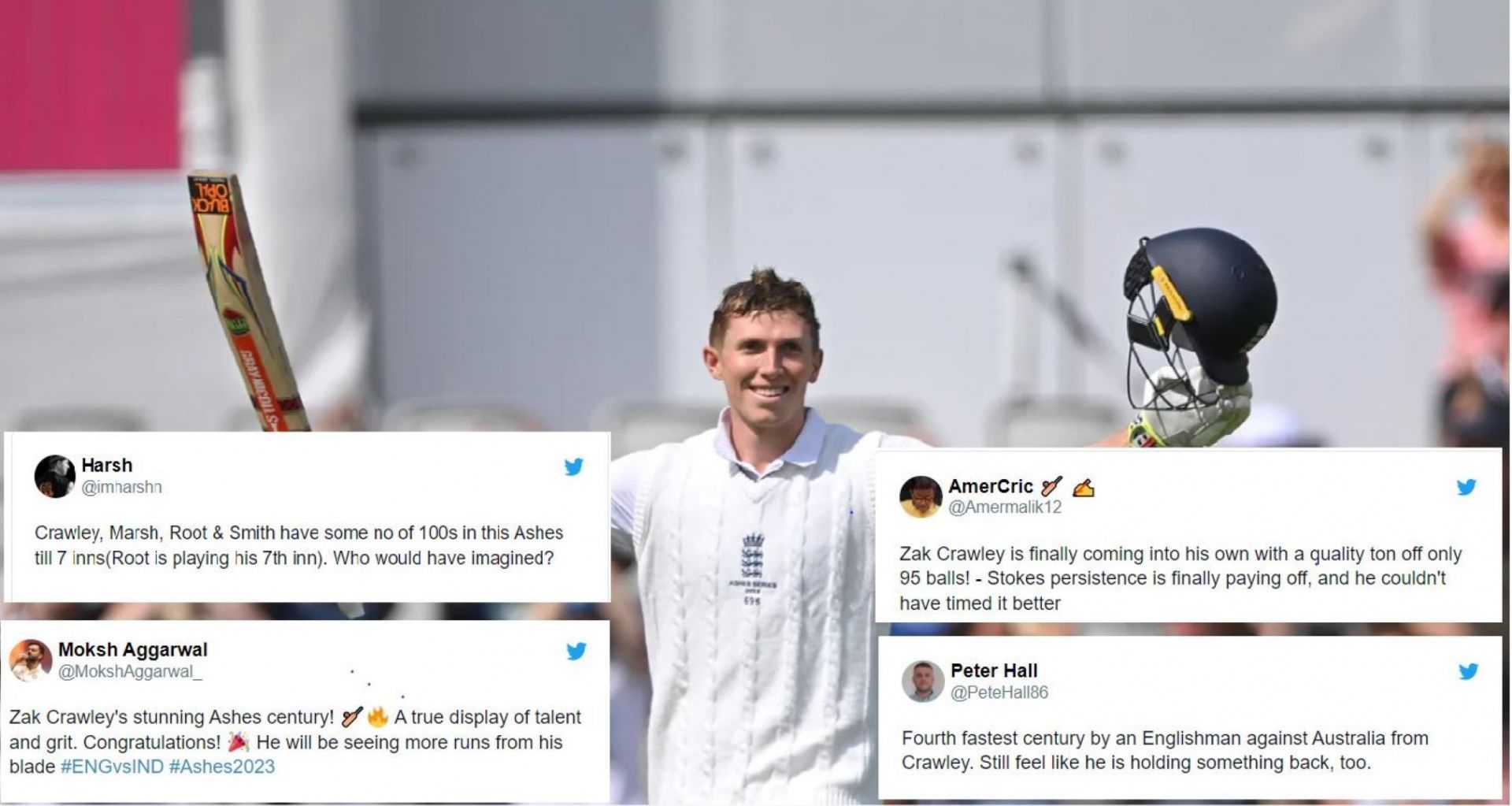Zak Crawley scored at faster than run a ball for his first Ashes century