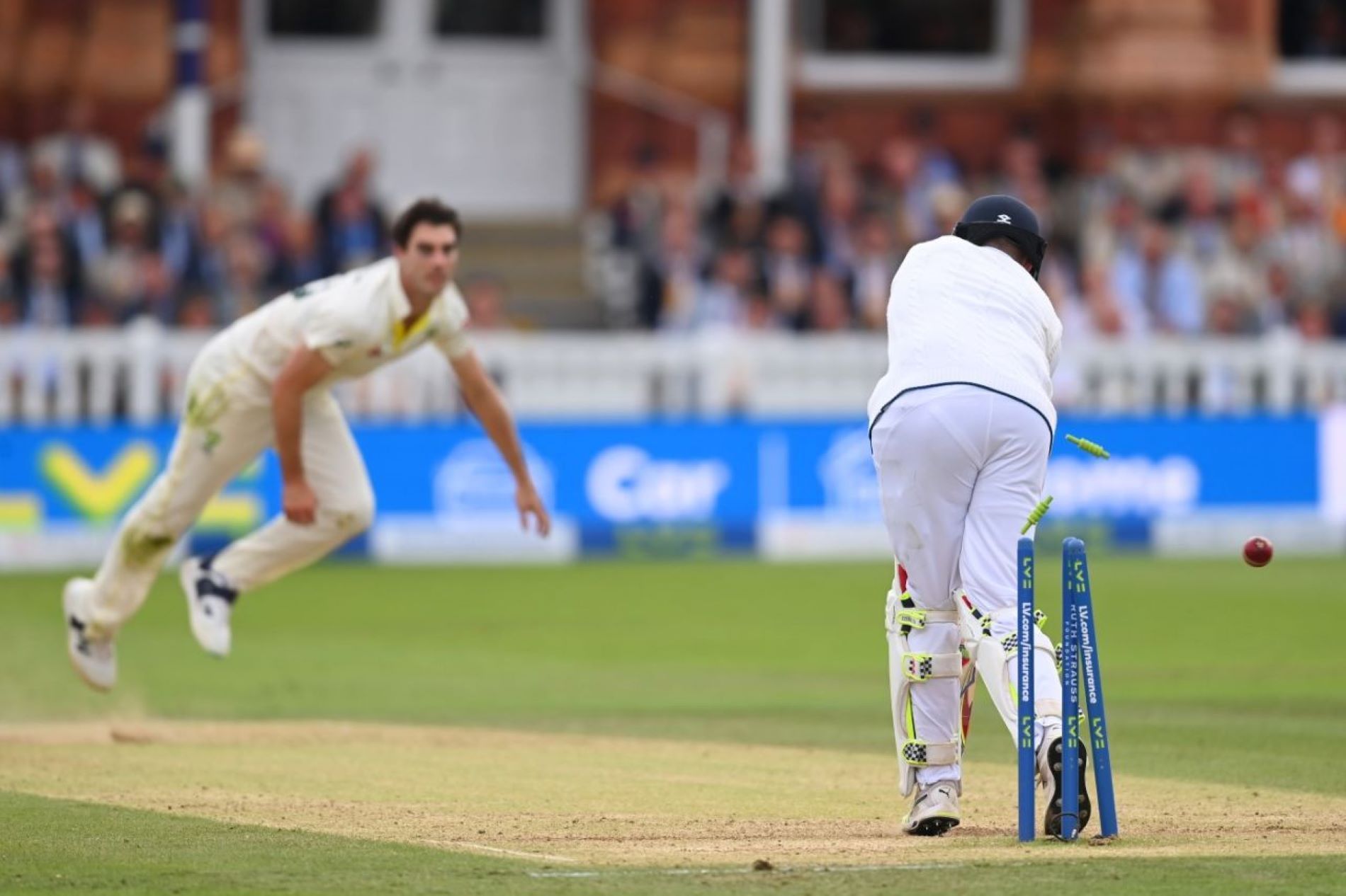 Harry Brook was cleaned up by a Pat Cummins special in the second innings.