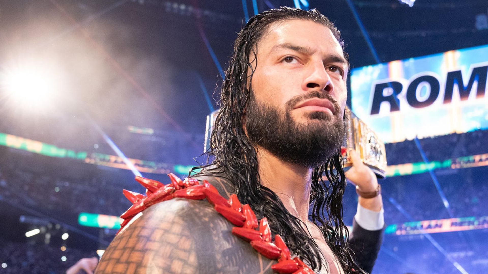 Roman Reigns during his entrance. Image Credits: wwe.com 