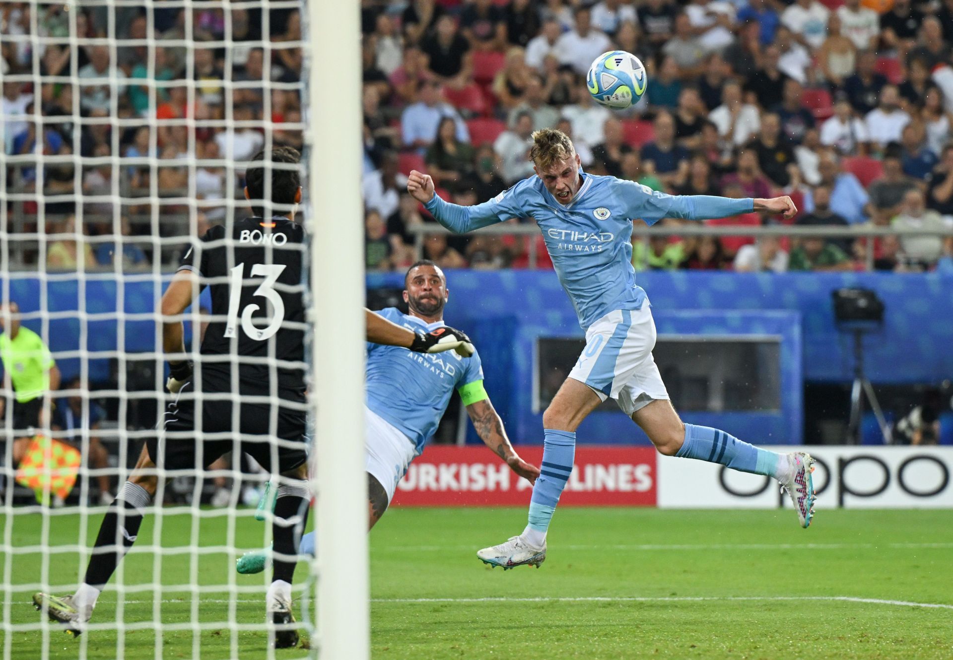 Palmer scored a slick header against Sevilla.