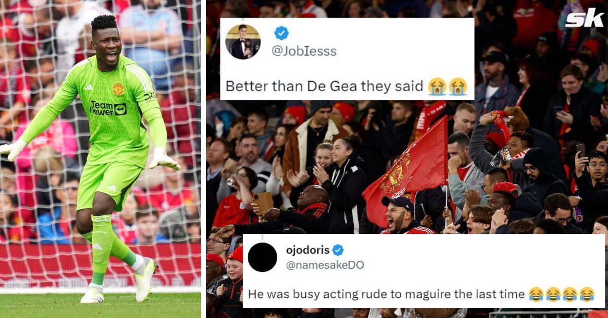 Fans troll Andre Onana after he concedes from the halfway line in Manchester United vs RC Lens