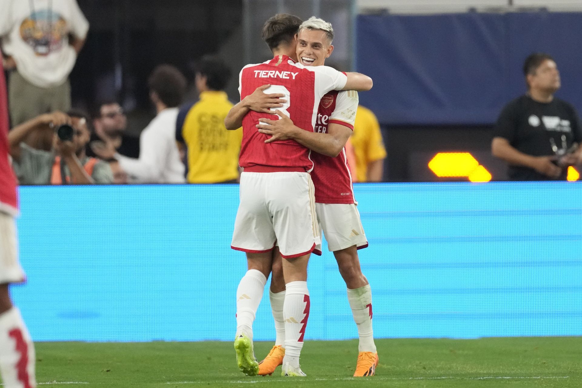 Arsenal players in action during the preseason.