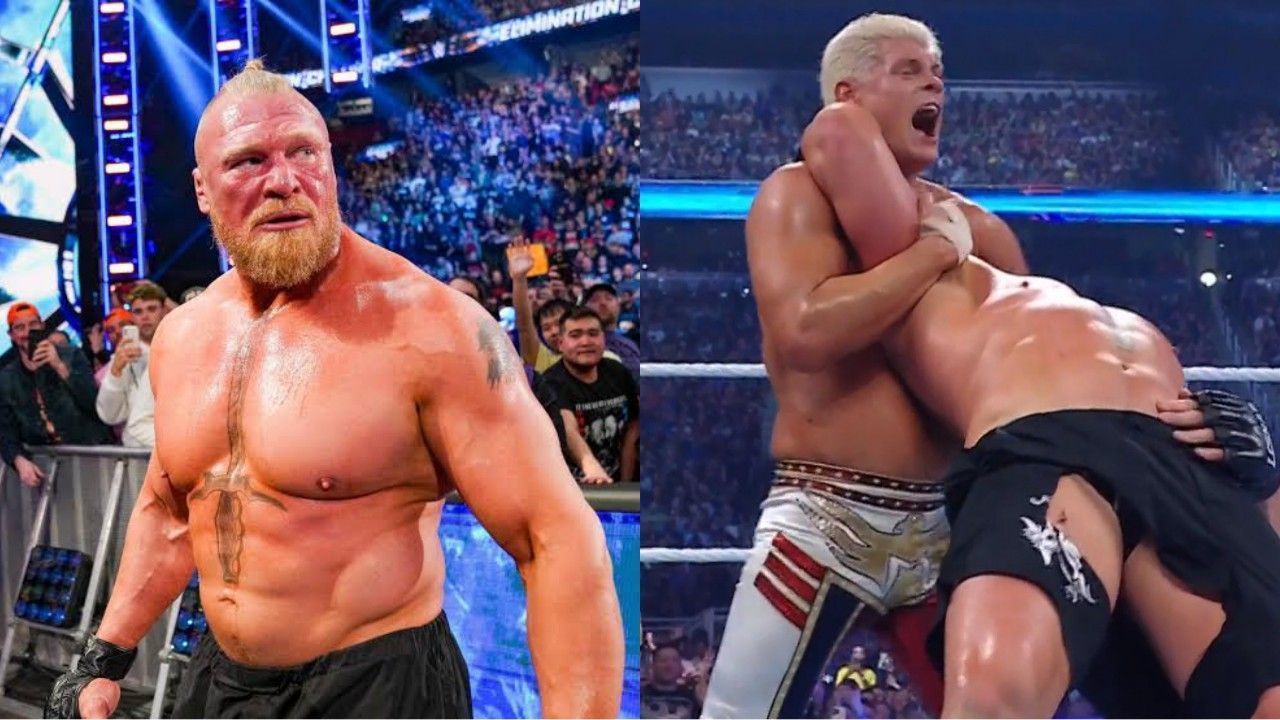 WWE सुपरस्टार्स ब्रॉक लैसनर और कोडी रोड्स 