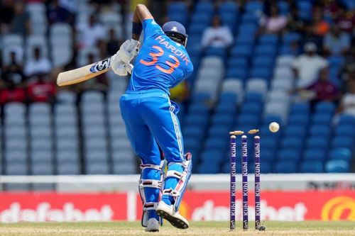 Skipper Hardik Pandya's dismissal sparked a collapse in the first T20I.